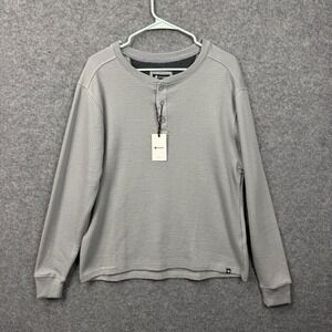 Sperry Mens Grey Waffle Knit Henley Long Sleeve Thermal Shirt SP232 Size L NEW